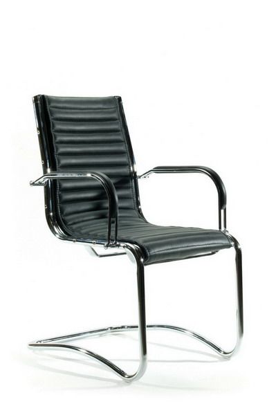 aero visitor chair - white leather imags