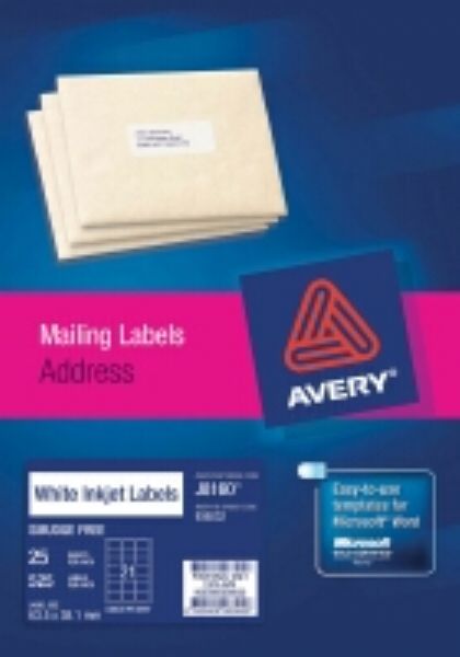avery inkjet label j8158 25pcs 64x26.7mm imags