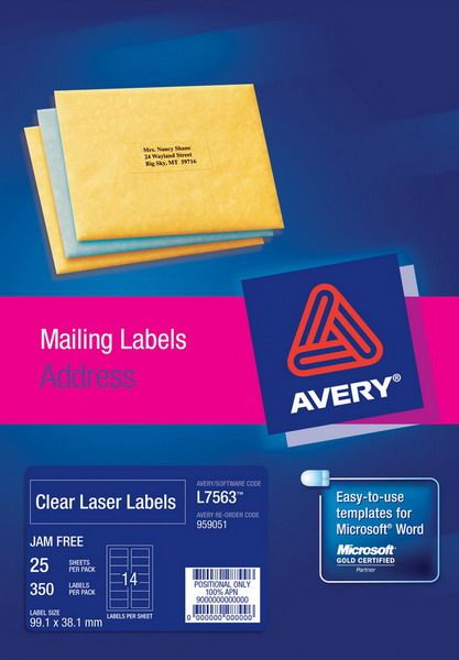 avery clear laser label l7563 25pcs 199.6x289.1mm imags