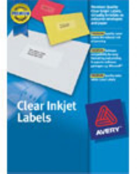 avery clear inkjet label j8565 25pc 99.1x67.7mm imags
