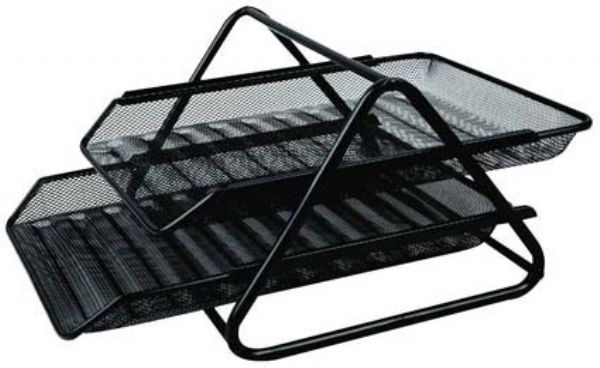 2-tier mesh letter tray black imags