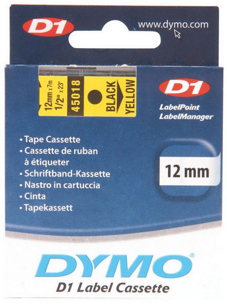 dymo label maker tapes 12mm black on yellow imags