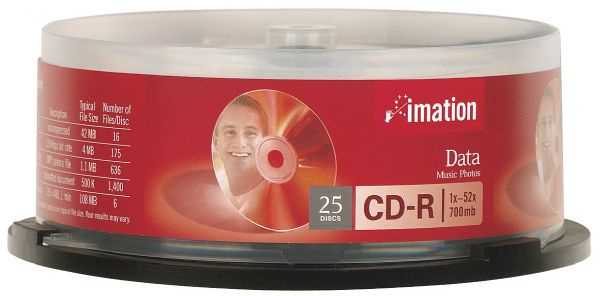 imation cd-r 52 x 700mb/80min 25pk spindle imags