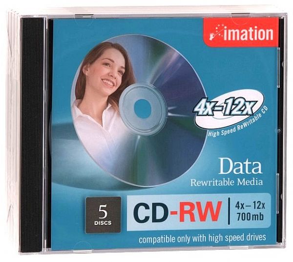imation cd-rw 12 x 700mb/80min 5pk jewel case imags