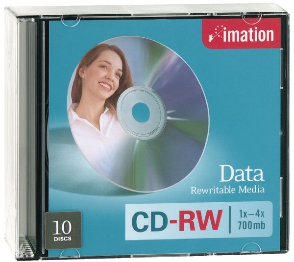 imation cd-rw 4 x 700mb/80min 10pk slim jewel case imags