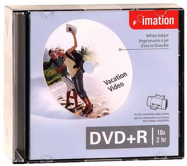 imation dvd+r 8 x 4.7gb 10pk white inkjet printable media imags