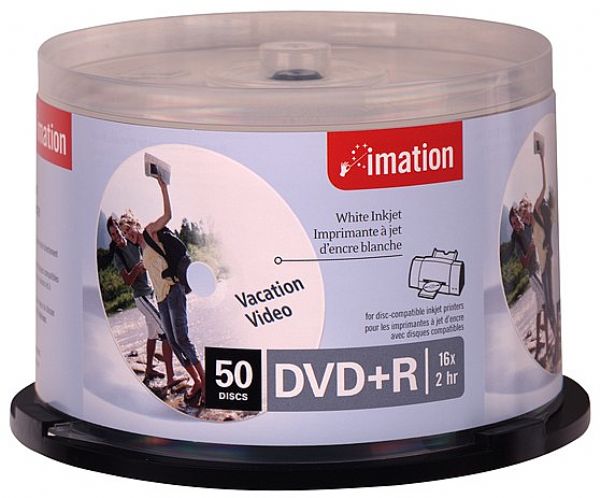 imation dvd+r 8 x 4.7gb 50pk white inkjet printable media imags