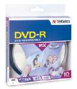 verbatim dvd-r 16x 4.7g 10p spindle w/advanced azo recording dye imags