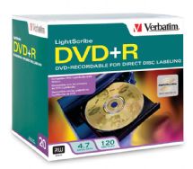 verbatim dvd+r 4.7gb lightscribe slim case 20 pk 8x imags