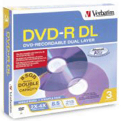 verbatim: dvd-r dl 3pk jewel case - 8.5gb double layer 2-4x imags