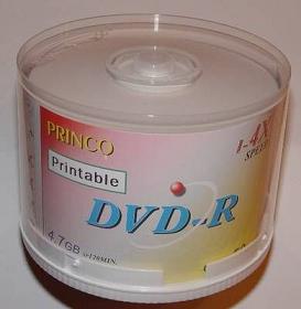 princo 4x dvd-r 4.7g sp120 /50 pack white printable a-grade 120 imags