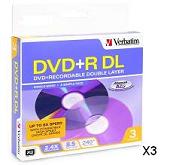 verbatim dvd+r dl 8.5gb jewel case 3 pk 2.4x imags