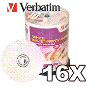 verbatim dvd+r 4.7gb 100pk white inkjet printable 16x spindle imags