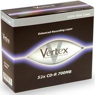 vertex 52x cd-r 700mb 10 pk in slim jewel case imags